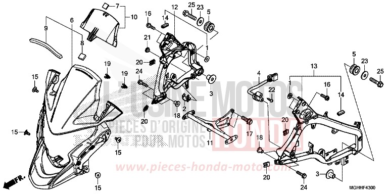 PANNEAU SUPERIEUR von VFR1200X "Crosstourer" DCT PEARL GLARE WHITE (NHB53) von 2017